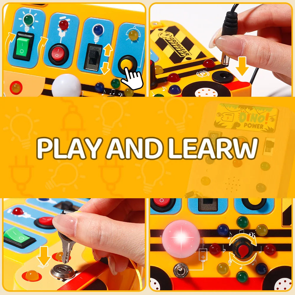 Montessori LED Busy Board Sensory Toy | Toddler Activity Board