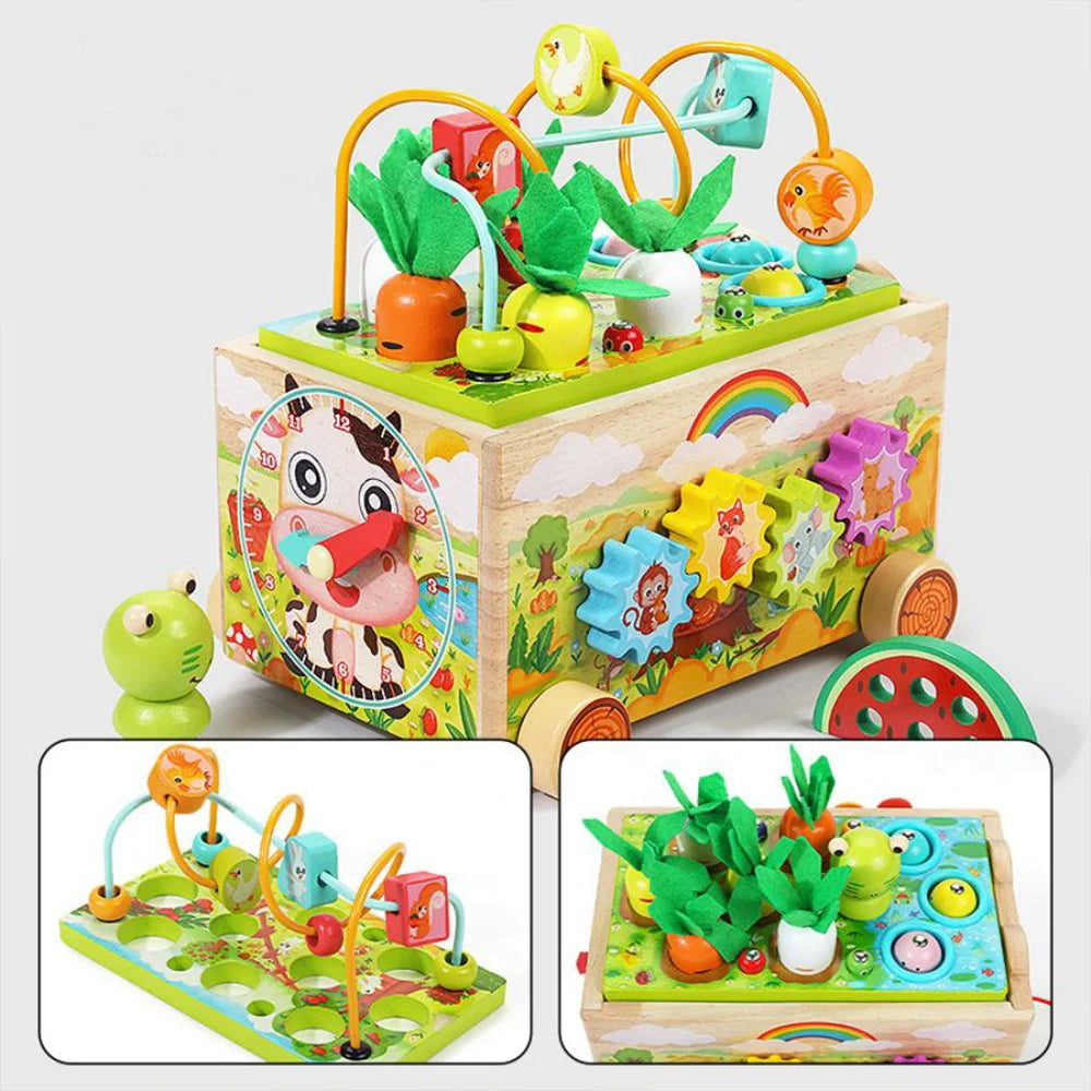 Montessori Carrot Harvest Toy – Wooden Shape Sorting Puzzle for Toddlers
