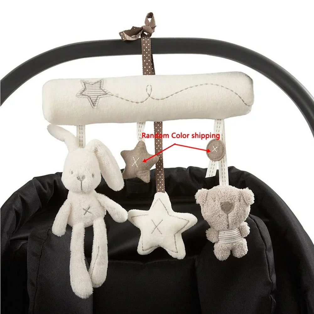 Soft Animal Rabbit Plush Toy Hanging Rattles for Baby Crib Car Safety Seat Travel Stroller Hanging Bell Plush Doll For Newborn