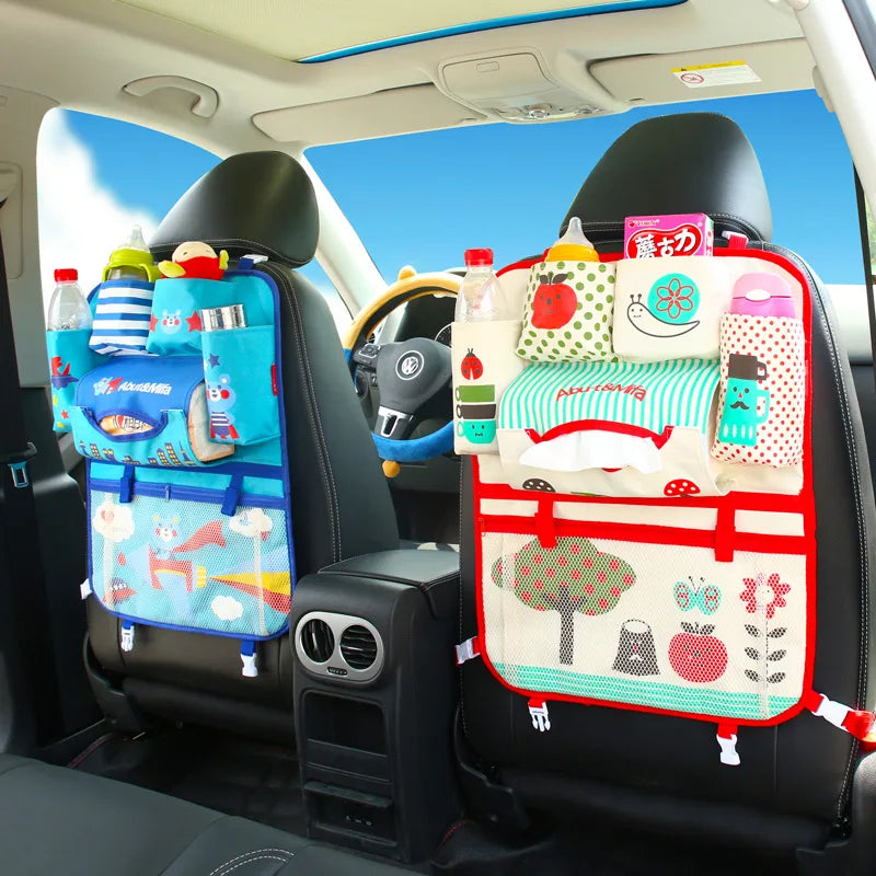 Creative Baby Cartoon Car Seat Back Organizer Kids Toys Travel Protector Cover Automobile Interior Accessories Hang Storage Bag