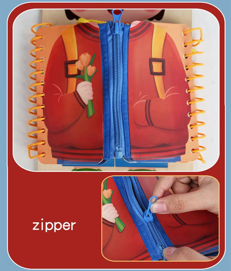 Multi-layer Wooden Busy Board For Children Montessori Early Education Games Toddlers Quiet Books Sensory Toy Practice Dressing