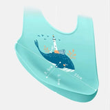 ‌Waterproof Silicone Baby Bibs – Adjustable & Cute Printed Design for Girls & Boys, Soft Leak-Proof Feeding Bibs, BPA-Free & Dis