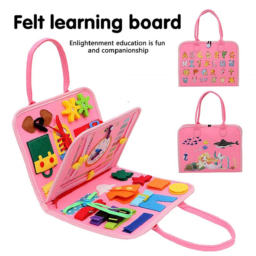 Montessori Busy Board for Toddlers | Foldable Sensory Activity Travel Toy