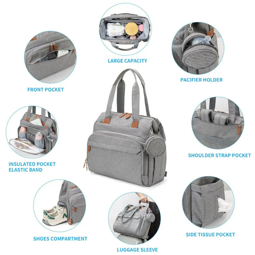 Diaper Bag Backpack with Pacifier Case – Large Capacity Baby Travel Organizer