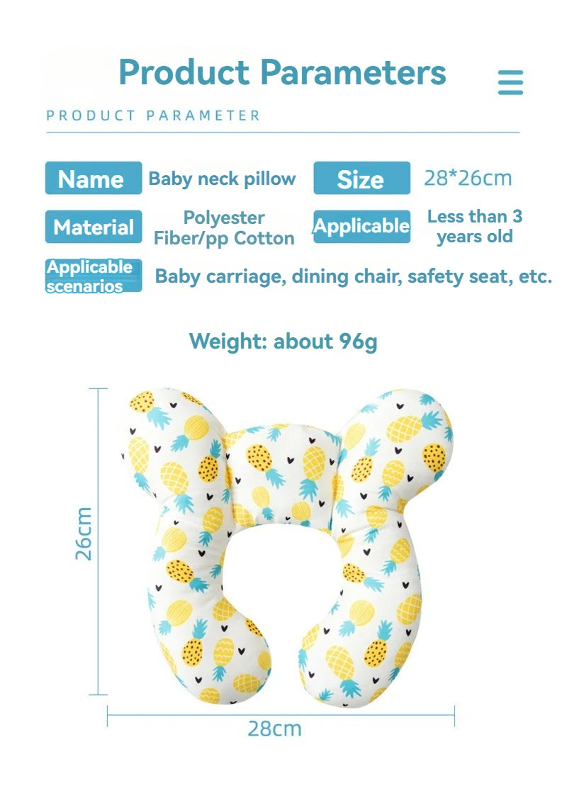 New Cartoon Children's Cotton Soft U-shaped Sleeping Pillows Baby Stroller Children's Pillow Baby Functional Stroller Pillow