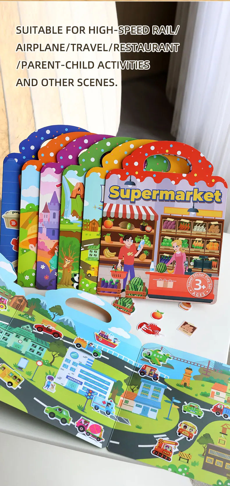 Children Portable Quiet Busy Paste A Book DIY Reusable Sticker Books Multi-scene Bubble Sticker Jelly Paste Sticker Toys