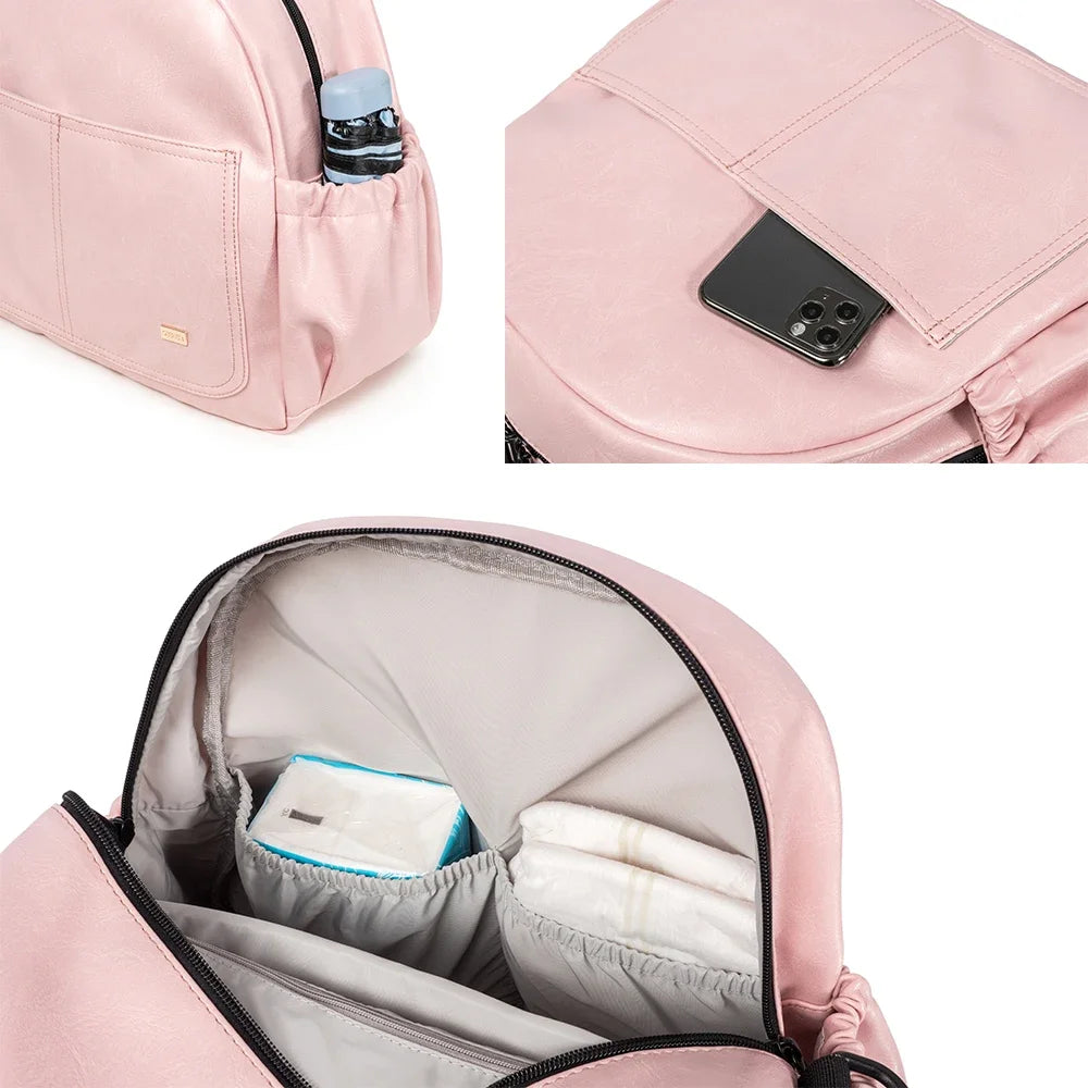 Soboba Large Capacity Solid Diaper Bag with Backpack Straps for Fashionable Mothers – Waterproof Nappy Changing Bag