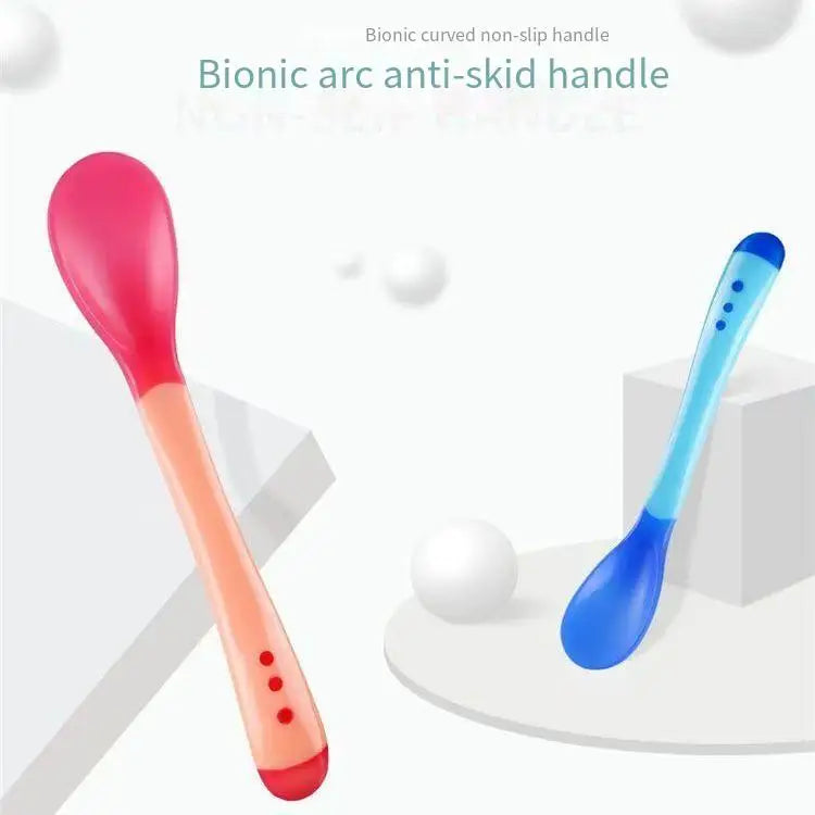 3PCS Baby silicone spoon temperature-sensing spoon set, children's water and medicine feeding and complementary food spoon