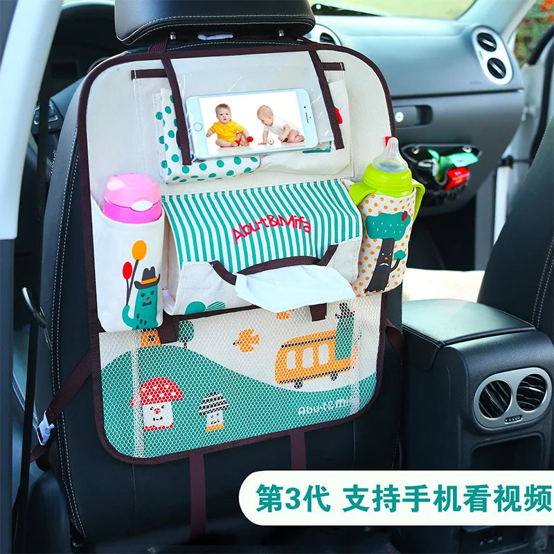 Creative Baby Cartoon Car Seat Back Organizer Kids Toys Travel Protector Cover Automobile Interior Accessories Hang Storage Bag