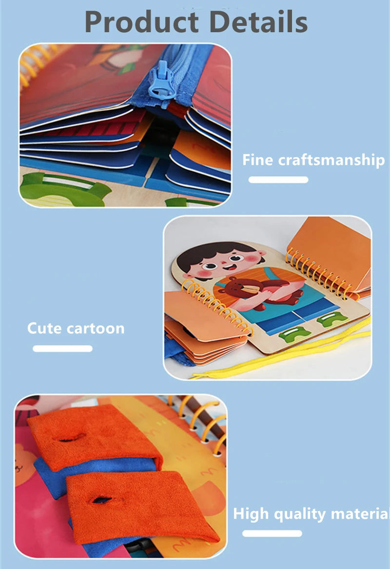 Multi-layer Wooden Busy Board For Children Montessori Early Education Games Toddlers Quiet Books Sensory Toy Practice Dressing