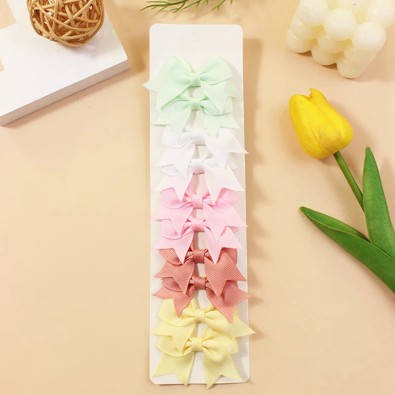 10Pcs Cute Bows Baby Hair Clips Candy Color Girls Princess Hairpins Barrettes Kids Hair Accessories