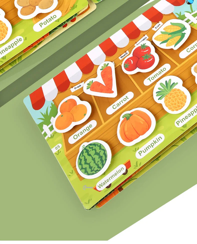 Puzzle Montessori Quiet Book Word Recognition Children's Early Education Enlightenment Stickers Book Toys