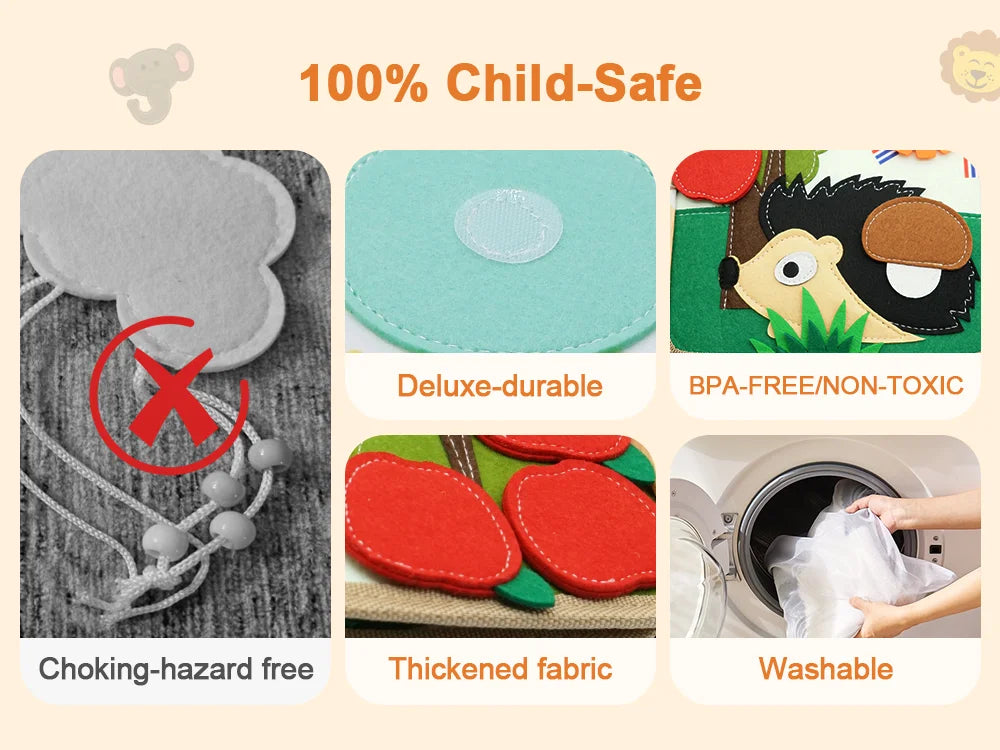 Montessori Toy Busy Board Giraffe Busy Book Preschool Learning Educational Quiet Book Sensory Travel Toy for Baby 3 4 5 6 Ages