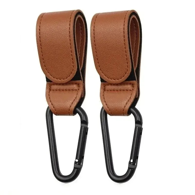 Stroller Hooks Baby Diaper Bag Hook Stroller Organize PU Leather Adjustable Pram Multi-function Hook Strong Bearing High Quality