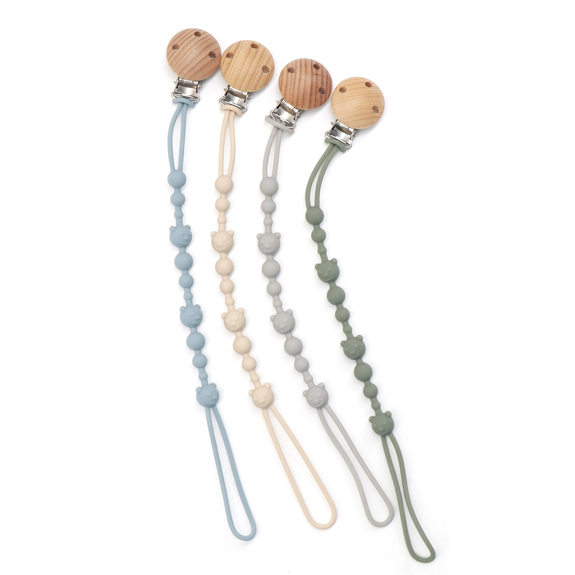 Mother and Baby Essential Silicone Pacifier Chain, 1/4 Pack Cute Bear Toy Strap for Crib, Car Seat, Baby Travel Essentials