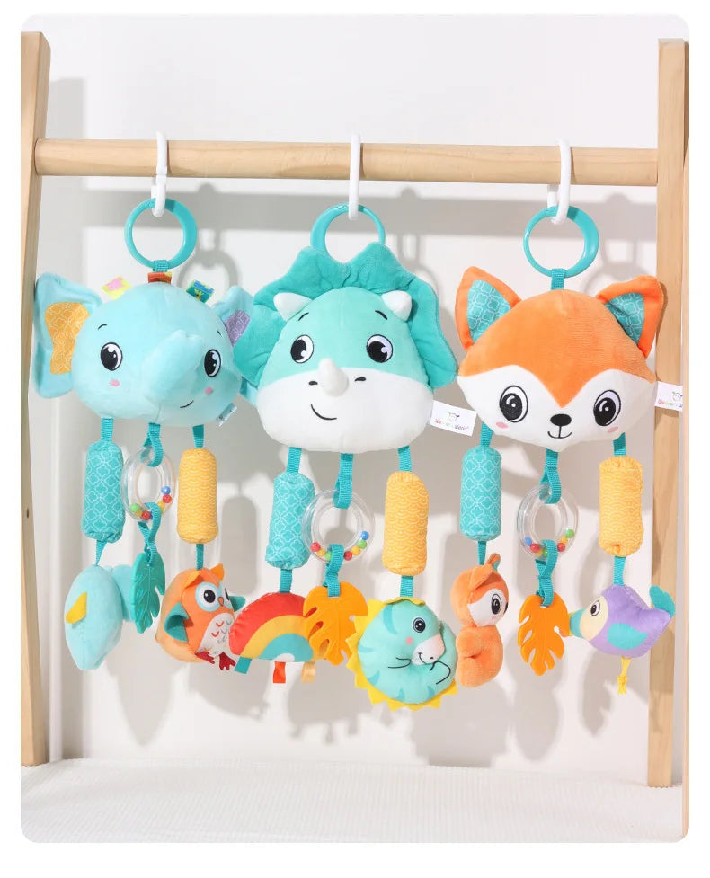 Baby Hanging Toys for 0 3 6 12 Months Rainbow Activity Plush Animal Stroller Toy for Baby Car Seat Crib Travel Sensory Baby Toy