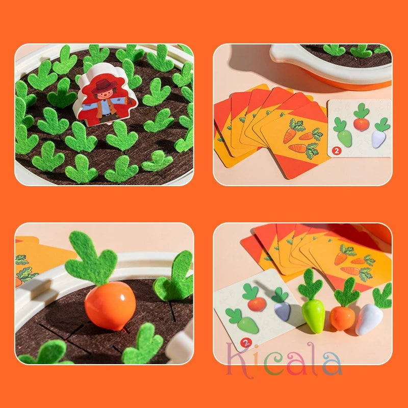 Montessori Carrot Harvest Toy for Toddlers | Wooden Sorting & Matching Game