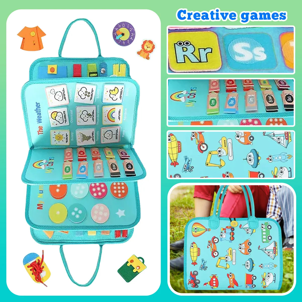 Busy Board Toy Features Over 18 Learning Activities, Educational Activity Developing Sensory Toy, Perfect Gifts for Boys Girls