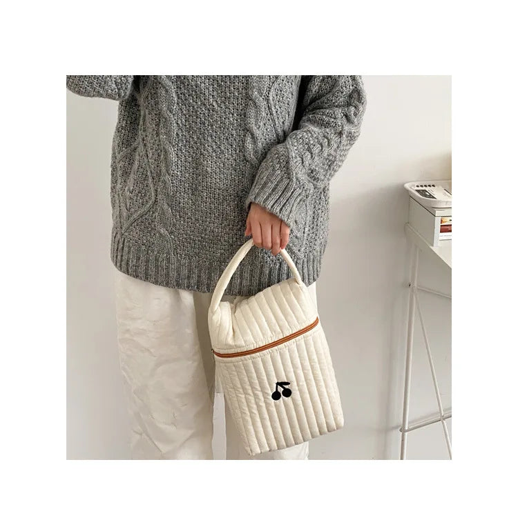 Baby Diaper Bag for Mom Cotton Bear Mommy Bags Nappy Diapers Organizer Zipper Women Handbags Maternity Bag Cartoon Beige Sac