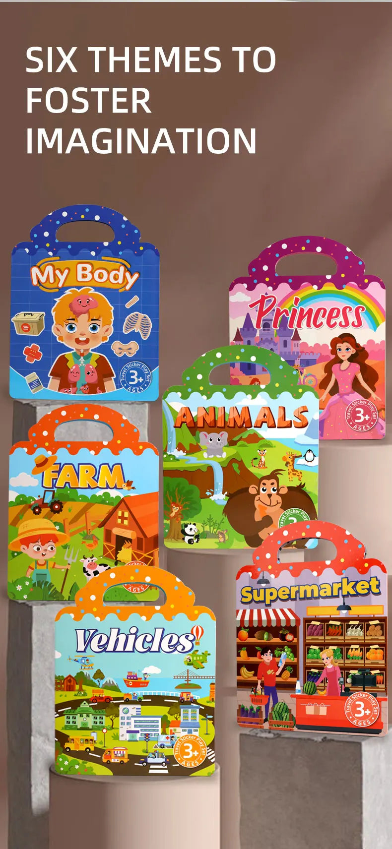 Children Portable Quiet Busy Paste A Book DIY Reusable Sticker Books Multi-scene Bubble Sticker Jelly Paste Sticker Toys