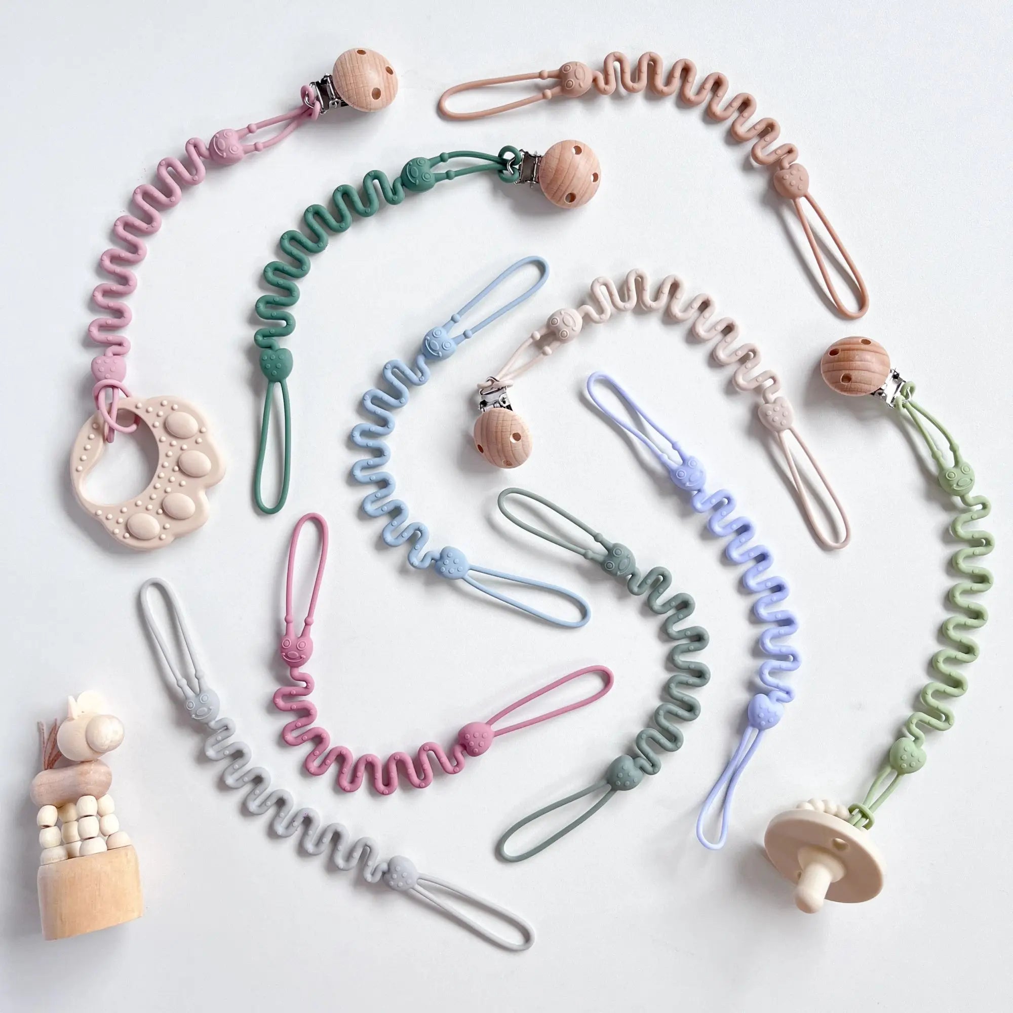 Fashion Baby Silicone Pacifier Chain, 1/4 pcs Soft Elastic Toy Straps for Teething Toys, Car Seats, Baby Travel Essentials