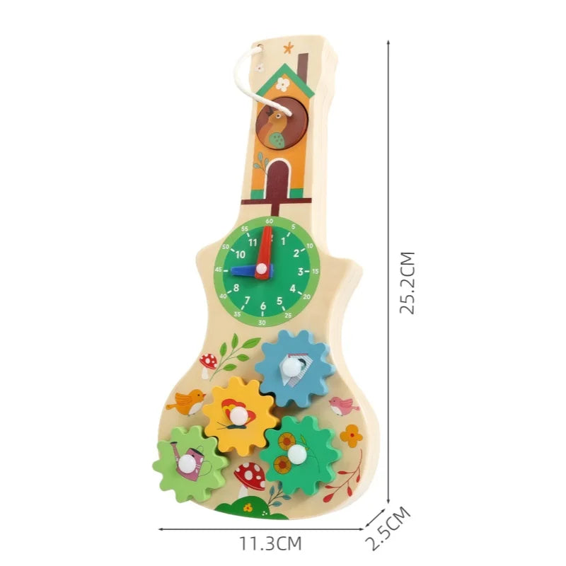 Montessori Wooden Busy Board with Music | Toddler Sensory Activity Toy