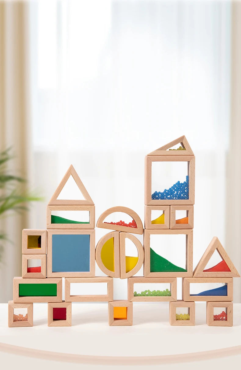 Wooden Rainbow Block Set | STEM Building Toy for Toddlers & Kids