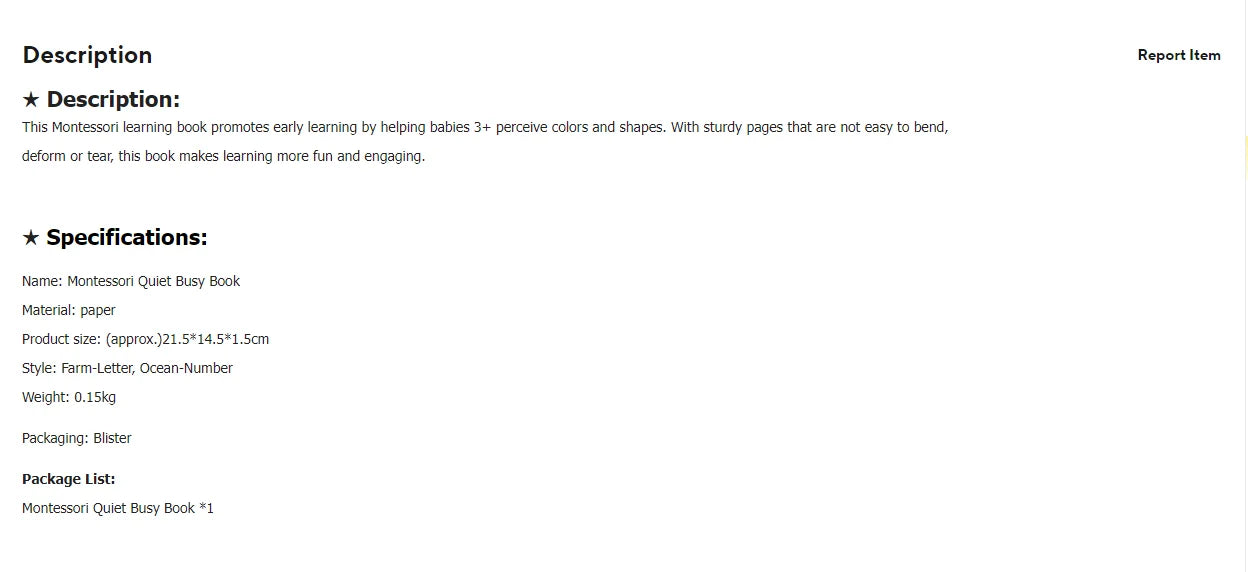 Puzzle Montessori Quiet Book Word Recognition Children's Early Education Enlightenment Stickers Book Toys