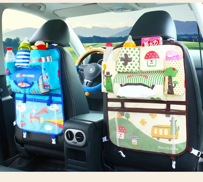 Creative Baby Cartoon Car Seat Back Organizer Kids Toys Travel Protector Cover Automobile Interior Accessories Hang Storage Bag