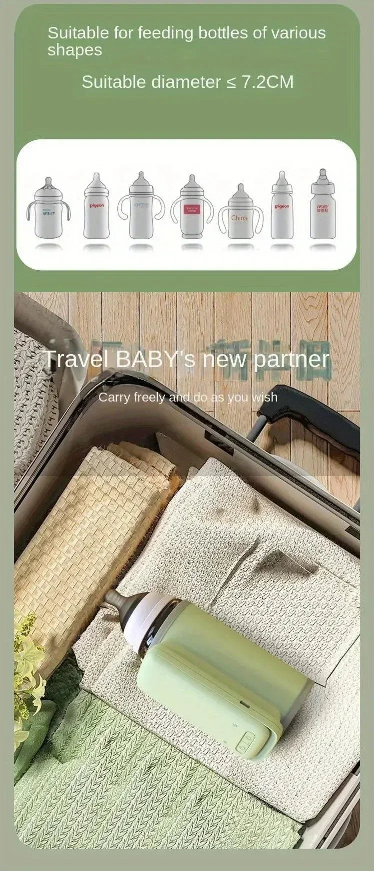 Rechargeable Baby Bottle Warmer 6Heat Level Multifunction Breast Milk Warmer Accurate Temperature Control Baby Bottle Heat