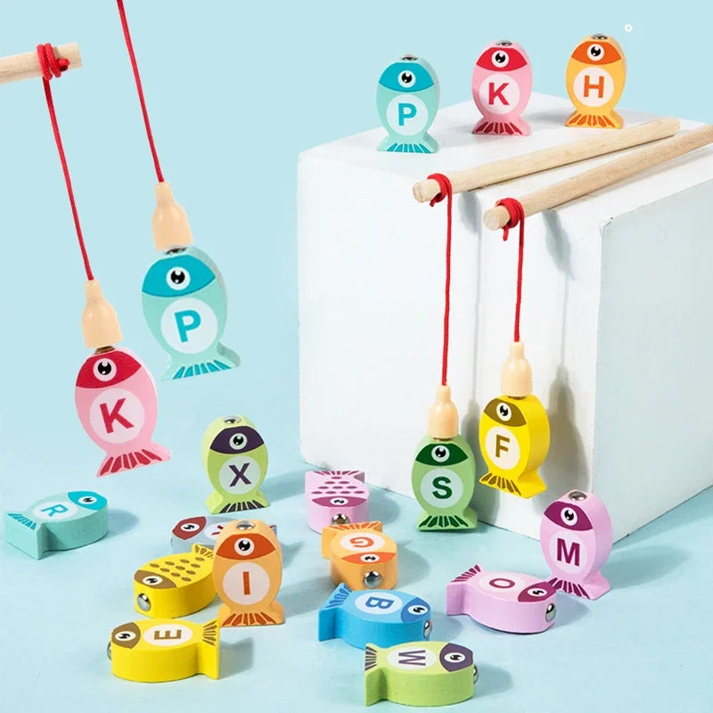 Montessori Wooden Fishing Game | Alphabet & Number Learning Toy