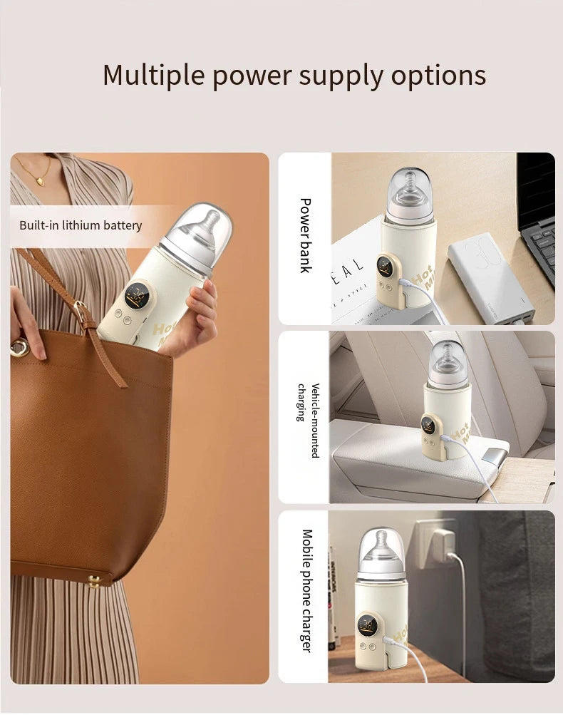 USB Multifunctional High-capacity Baby Feeding Bottle Smart Temperature Control Warmer Screen Newborn Baby Bottle Warmer Sleeve