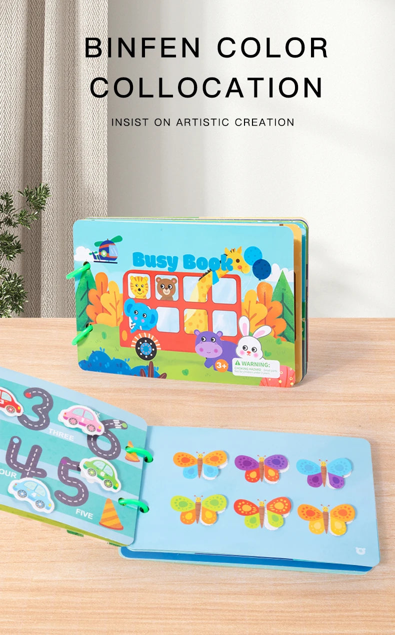 1pcs Children's Early Learning Enlightenment Quiet Book, Repeatedly Sticky Paper, Busy Book, Baby Puzzle, Science Teaching Toys