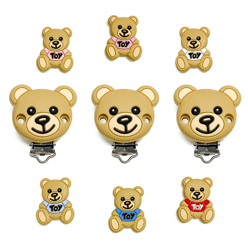 1set Toy Bear Silicone Pacifier Clip Pacifier Chain Holder Soother Nursing Clips BPA Free Pacifier Chain Accessories