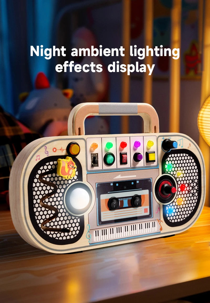 Kids Lights Busy Board Montessori Sensory Toys Switch LED Light Games Activity Board Thinking Education Baby Travel Toys 2-6year
