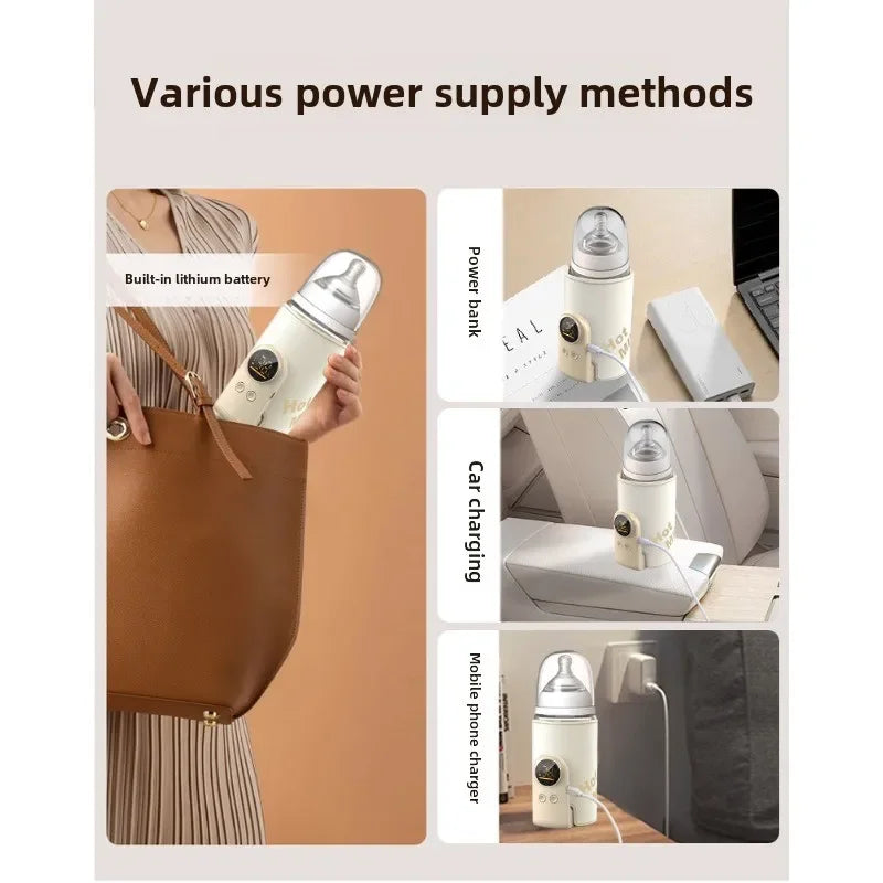 Multifunctional USB Baby Bottle Warmer with Smart Temperature Control Screen High Capacity Feeding Bottle Warmer for Newborns