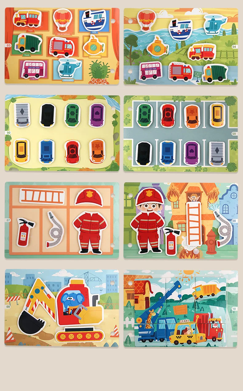 Puzzle Montessori Quiet Book Word Recognition Children's Early Education Enlightenment Stickers Book Toys