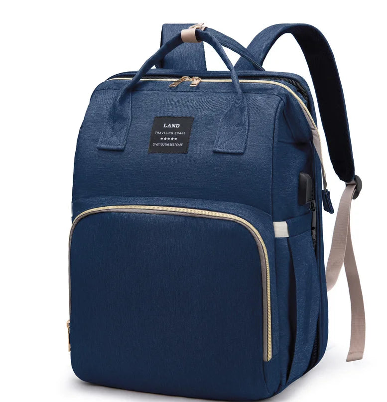 Folding Mommy Bag Lightweight Portable Folding Crib Bed Large-capacity Baby Backpack Female Mommy Outting Bag Mummy Bag