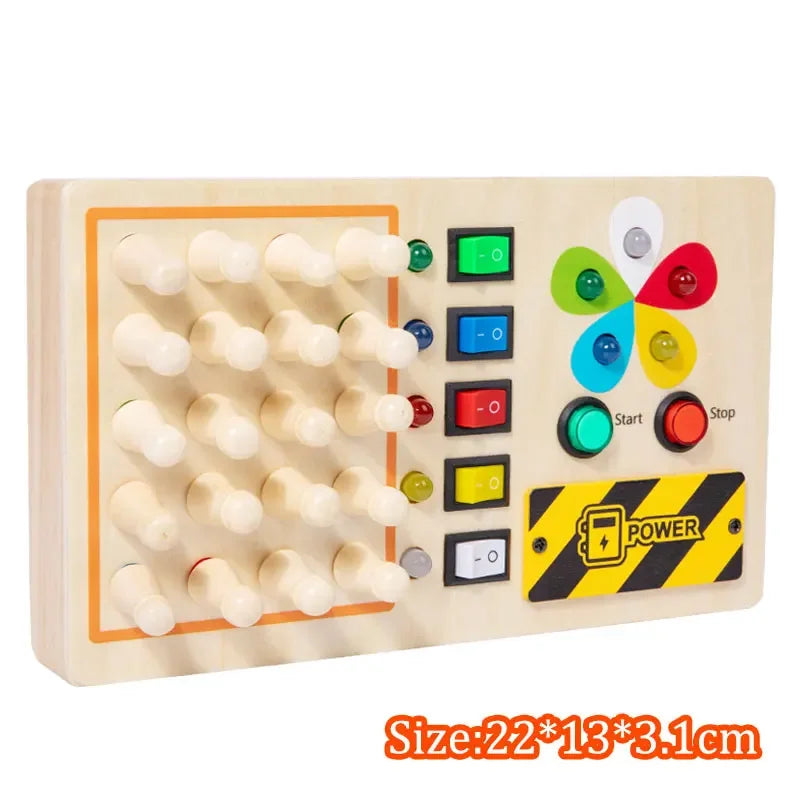 Kids Lights Busy Board Montessori Sensory Toys Switch LED Light Games Activity Board Thinking Education Baby Travel Toys 2-6year