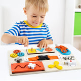 Wooden Montessori Busy Board Toy | Sensory Activity Board for Toddlers