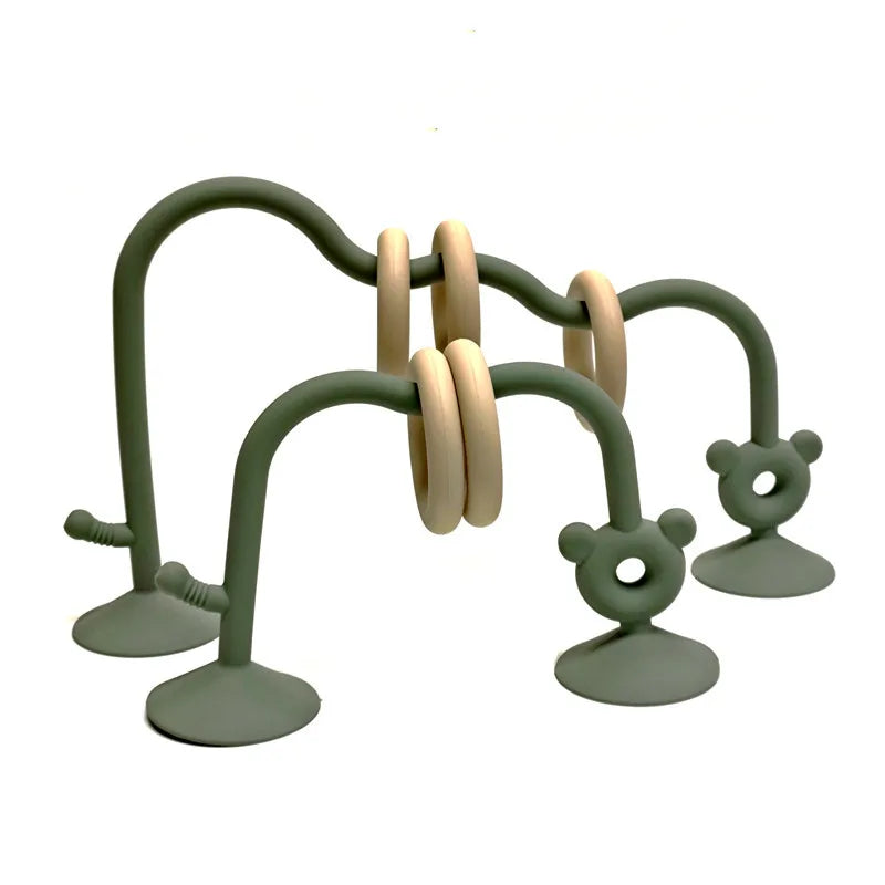 Baby puzzle winding beads toys silicone grinding visual toys for children can gnaw early education winding beads sucker toys