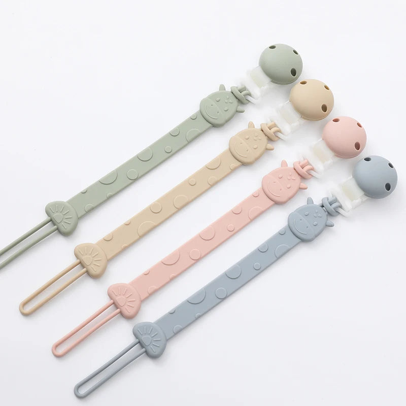 Silicone Pacifier Clips, BPA Free One-Piece Design Pacifier Holder for Baby Boy and Girl 3 Month+, Baby Accessories