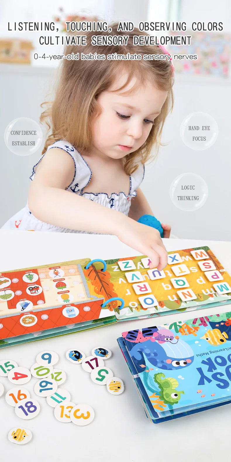 Puzzle Montessori Quiet Book Word Recognition Children's Early Education Enlightenment Stickers Book Toys