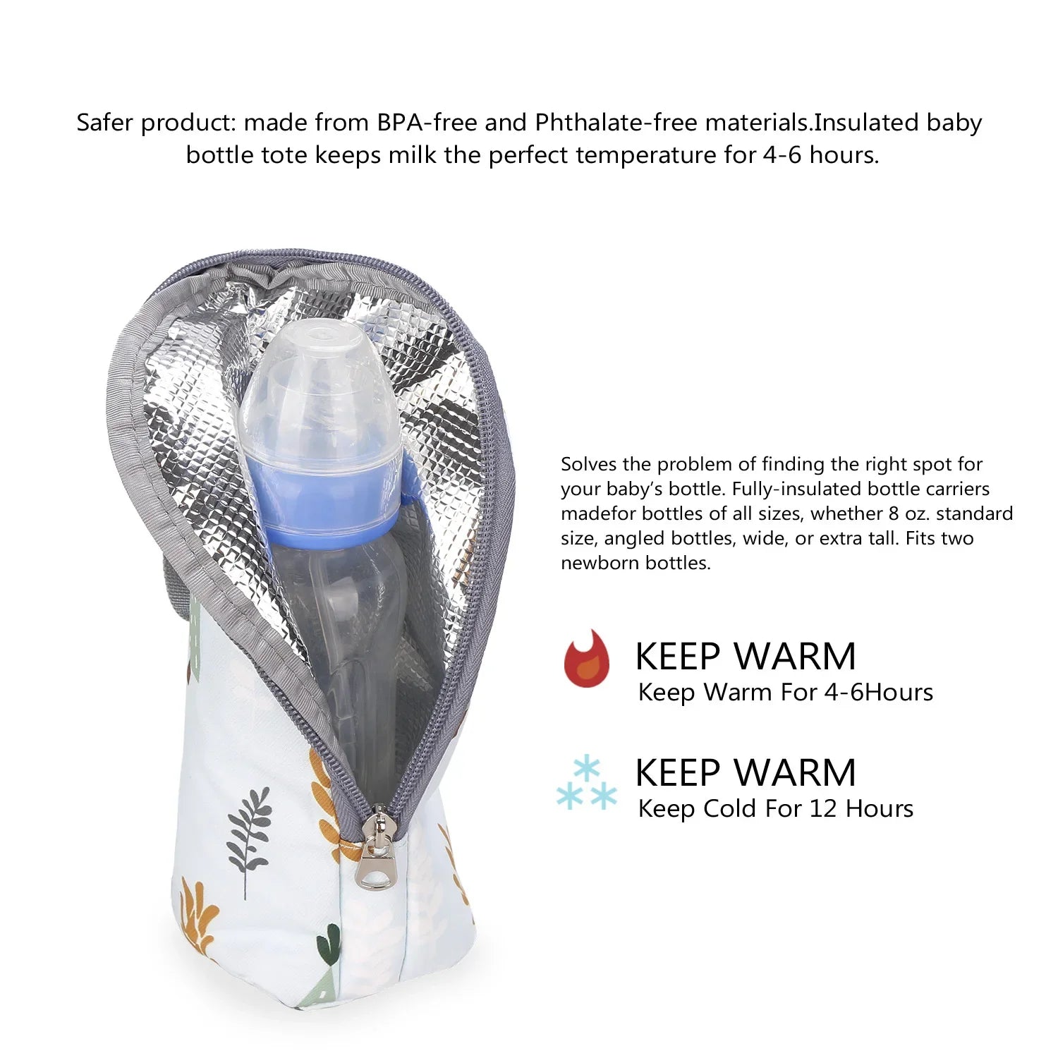 Baby Bottle Warmer Bag Portable Infant Feeding Bottle Aluminum Foil Insulation Outing Stroller Hanging Bag for Storage Cups