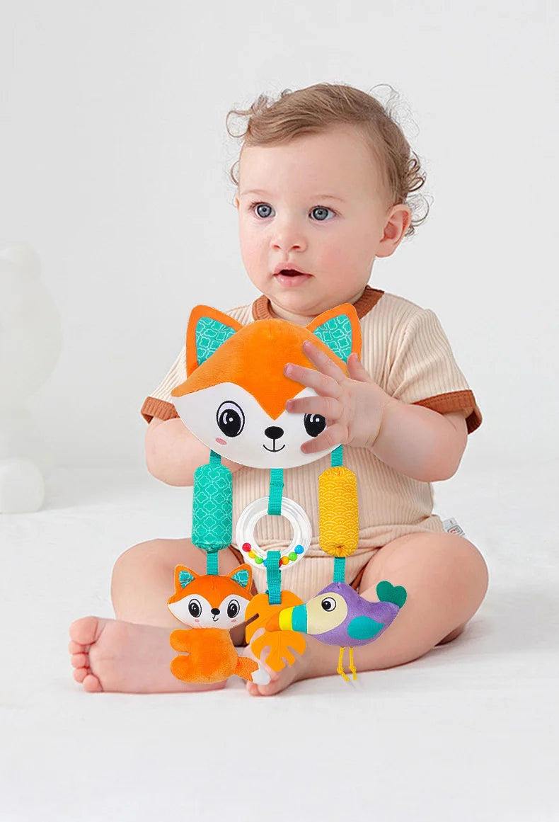 Baby Hanging Toys for 0 3 6 12 Months Rainbow Activity Plush Animal Stroller Toy for Baby Car Seat Crib Travel Sensory Baby Toy