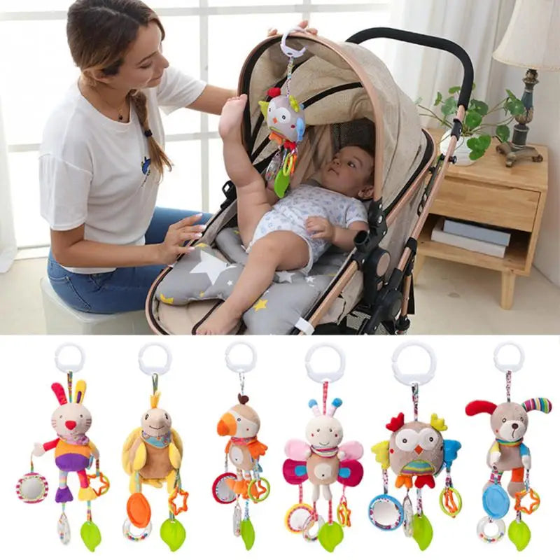 Baby Hanging Toys for 0 3 6 12 Months Rainbow Activity Plush Animal Stroller Toy for Baby Car Seat Crib Travel Sensory Baby Toy