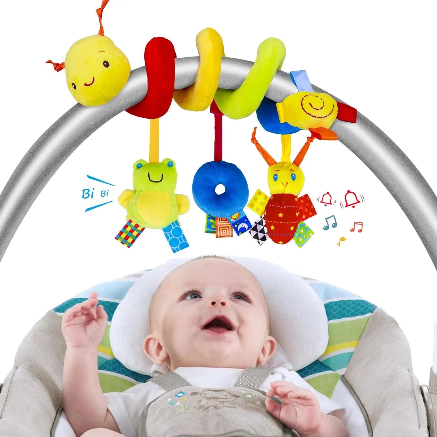 Baby Spiral Stroller Toy – Infant Sensory Hanging Activity Toy