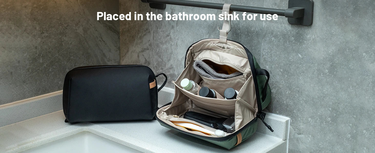 PGYTECH Wash Pouch Hanging Toiletry Bag for Men, Waterproof Dopp Kit Travel Makeup Bag Organizer for Toiletries & Cosmetics