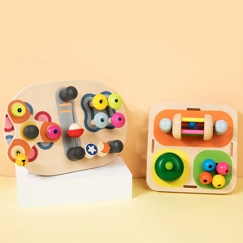 Montessori Wooden Busy Board Toy with Gears & Switches