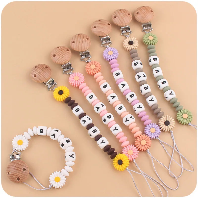 New Custom Pacifier Clips Nipple Dummy Holder Chain Holder Newborn Soother Chains Infant Feeding Soother Teething Toy Chew Gifts